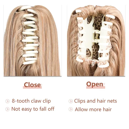 Miniatura 136 de Extensiones de cola de caballo de cabello rubio, extensiones de cola de caballo para mujer, pinza de extensiones de cabello rizado de 12 pulgadas