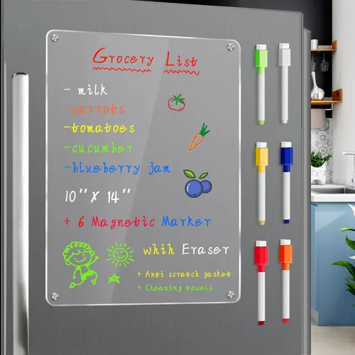 Miniatura 12 de JonXon Tablero magnético de menú acrílico de 8 x 12 pulgadas para cocina, calendario semanal acrílico para refrigerador, planificador de comidas