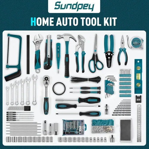 Miniatura 2 de Sundpey 379-PCs Home Tool Kit - Portable Complete Household and Auto Repair Tool Set - Hand General Basic Tool Box Storage Case with Drawer - Full