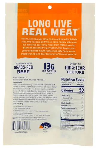 Miniatura 2 de Cecina de res clásica Zero Sugar de Country Archer, 100% alimentada con pasto, sin azúcar, sin gluten, aperitivos de proteínas, 5.3 onzas, paquete