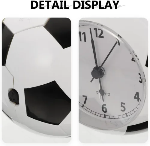 Miniatura 4 de Wakauto - Reloj despertador de escritorio con forma de balón de fútbol con campana silenciosa, reloj de mesa silencioso con luz nocturna de 4.72