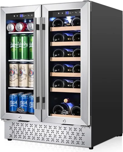 Miniatura 27 de Tylza Refrigerador de vino de 8 botellas, bodega con puerta de vidrio templado de baja emisión, pantalla táctil LED, cerradura, sin escarcha, sin