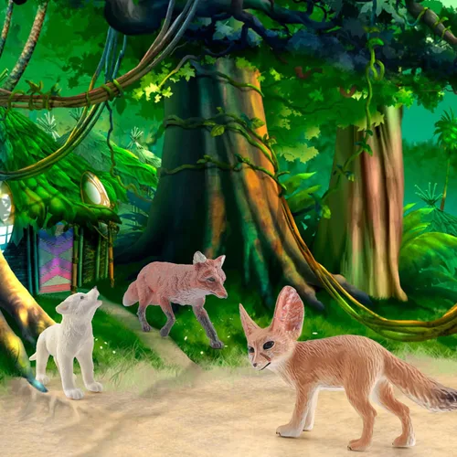 Miniatura 2 de Juego de 3 figuras de zorro del desierto, juego de figuras de lobo, bosque, bosque, animales, juguetes de plástico, figura de regalo para niños