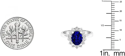 Miniatura 4 de Dazzlingrock Collection Anillo de compromiso ovalado de 0.315x0.236 in con halo de diamantes blancos redondos para mujer en oro