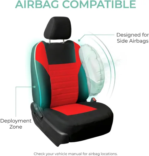 Miniatura 4 de FH Group Juego de fundas de asiento delantero de automóvil de malla de aire 3D premium, fundas de asiento compatibles con bolsa de aire, de ajuste