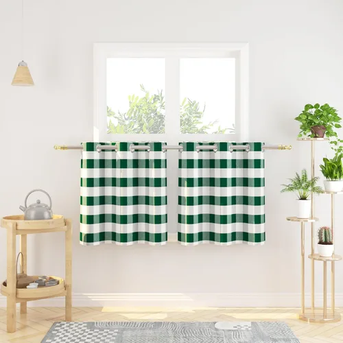 Miniatura 46 de Cortinas de 24 pulgadas de largo con diseño Buffalo Check Gingham Plaid para ventanas de cocina y baño, tratamiento para ventanas con 2 paneles
