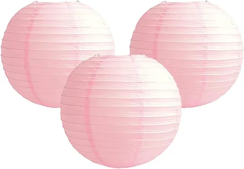 Miniatura 30 de Paquete de 3 linternas redondas de papel para decoración de boda y fiesta de cumpleaños (azul bebé, 4 pulgadas/3.9 in)