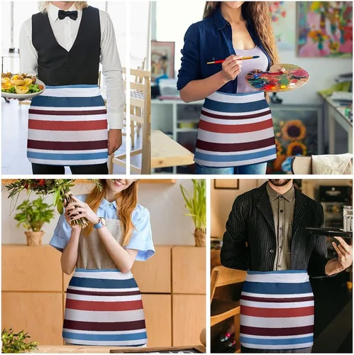 Miniatura 5 de Server Aprons with 3 Pockets Waist Apron Waterproof Half Apron Short Cooking Aprons Bib