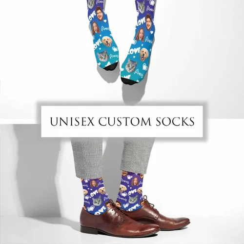 Miniatura 227 de Artsadd Calcetines personalizados para mujeres y hombres, amantes de los perros y gatos, regalos divertidos unisex personalizados