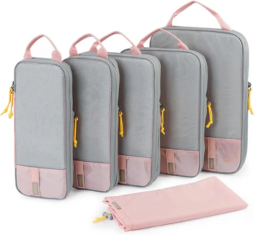 BAGSMART - Juego de 6 cubos de compresión para maletas, juego de 6, 4 y 2, cubos organizadores de viaje, juego de bolsas expandibles, organizadores