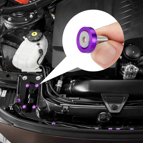 Miniatura 4 de TOMALL Juego de 20 tornillos de aluminio para guardabarros, arandela de parachoques de motor, accesorios de tornillos de perno M6 (morado)