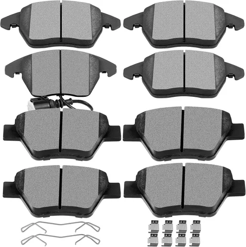 SCITOO D1107 D1456 Juegos de pastillas de freno cerámicas delanteras y semimetálicas traseras compatibles con AUDI A3 09-13, AUDI A3 QUATTRO 09-10,