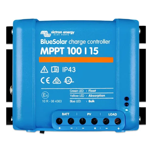 Victron Energy BlueSolar MPPT Controlador de carga solar - Controladores de carga para paneles solares - 100V, 15 amperios, 12/24 voltios
