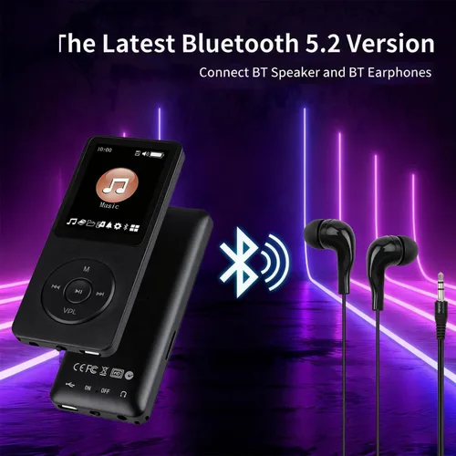 Miniatura 3 de Reproductor de MP3 con Bluetooth, reproductor de música portátil para niños, con altavoz HD integrado, grabadora de voz, sonido de alta fidelidad