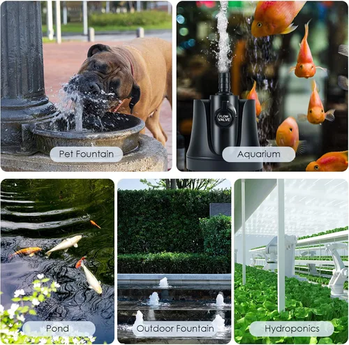 Miniatura 7 de AQQA Bomba de agua sumergible para acuario de 265-800 GPH con interruptor ajustable, eliminación de agua y bomba de limpieza de sumidero de drenaje