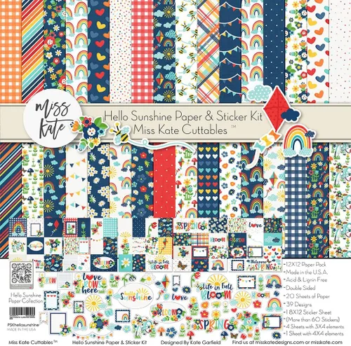 Miniatura 8 de Kit de papel y calcomanías – Hello Sunshine – Kit de álbum de recortes de primavera – Papel de doble cara de 12 x 12 pulgadas + calcomanías