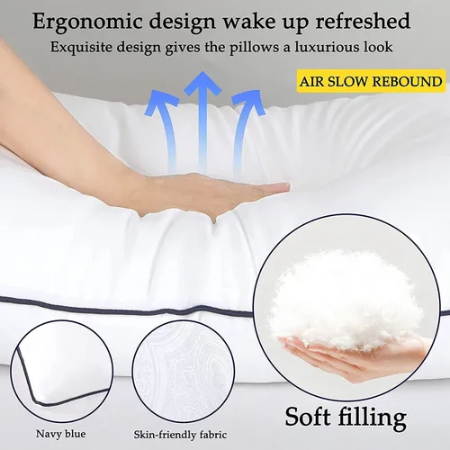 Miniatura 3 de Juego de 2 almohadas de cama de tamaño estándar para dormir, juego de 2 para dormir de lado, espalda y estómago, almohadas de lujo con relleno