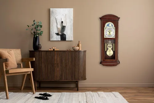 Miniatura 6 de Bulova Litchfield - Reloj de pared regulador grande, modelo C4332, diseño clásico de péndulo, timbre armónico por hora, acabado marrón cereza