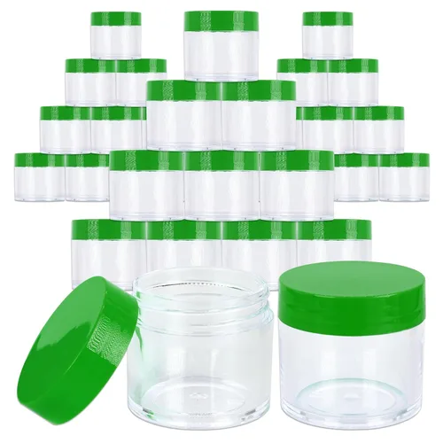 Miniatura 39 de Beauticom 1.06 oz/1.0 fl oz (1 fl. oz.) Tarros de plástico transparente de doble pared a prueba de fugas con tapas superiores planas para cremas, Oro