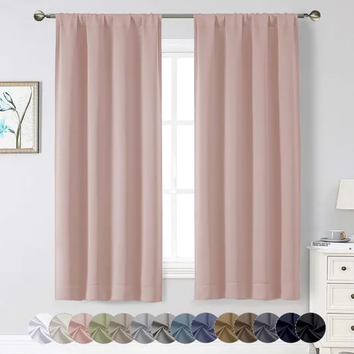 Miniatura 38 de Cortinas opacas para dormitorio, sala de estar, juego de 2 paneles de 54 pulgadas de largo, cortinas de oscurecimiento de habitación con aislamiento