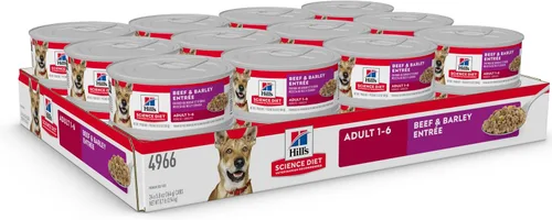 Miniatura 3 de Hill's Science Diet Alimento húmedo para perros adultos de 1 a 6, carne de res y cebada, latas de 5.8 onzas, paquete de 24