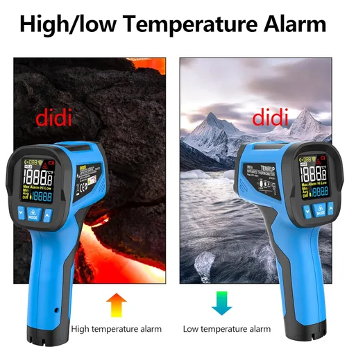 Miniatura 6 de Termómetro infrarrojo TEMIRUP de 40 ℉ a 2462 ℉, pistola de alta temperatura, termómetro láser digital IR sin contacto con sonda, pirómetro 30:1