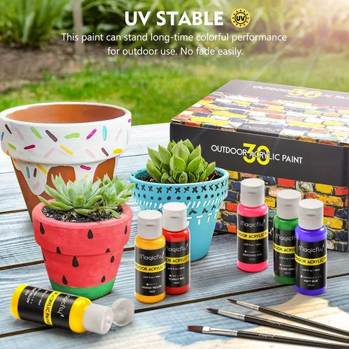Miniatura 5 de Magicfly Pintura acrílica para exteriores, juego de 30 colores/tubos (2.3 fl oz, 2 onzas) con caja de almacenamiento, pigmentos ricos, pinturas