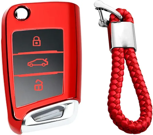Miniatura 11 de Hombres Mujeres Cuero Genuino Llavero Funda Para Volkswagen/Para Skoda/Para Audi/Para Asiento Flip Car Remote Key Case Funda Funda Con Kit Llavero