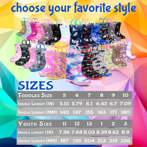 Miniatura 6 de ZOOGS Printed Kids Toddler Rain Boots for Girls and BoysDinosaur1