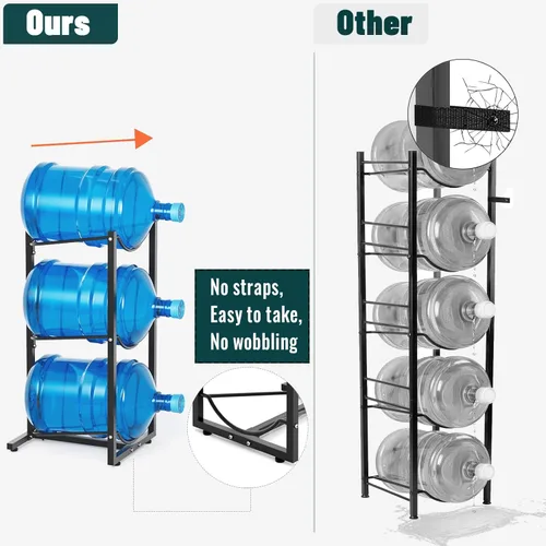 Miniatura 4 de MYLOLF Soporte para jarra de agua de 5 galones: soporte para jarra de agua de 3 niveles para dispensador de agua de 5 galones, organizador