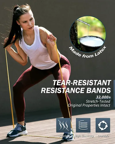 Miniatura 3 de Bandas de resistencia para entrenamiento, juego de bandas elásticas de asistencia de 5 niveles para hombres y mujeres, bandas de ejercicio