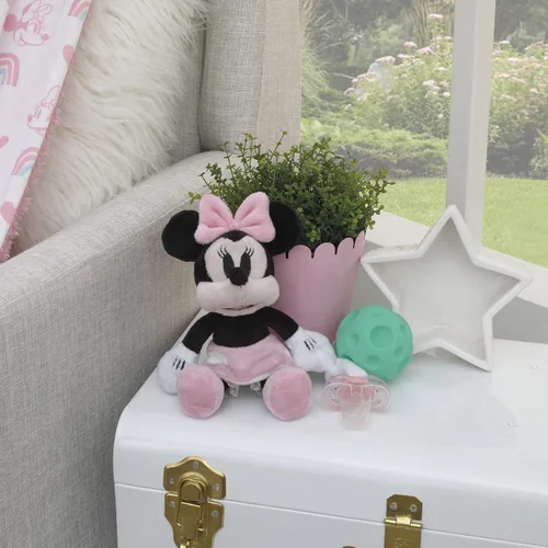 Miniatura 4 de Disney Minnie Mouse - Soporte para chupete de felpa con falda de lunares, color blanco, rosa y negro