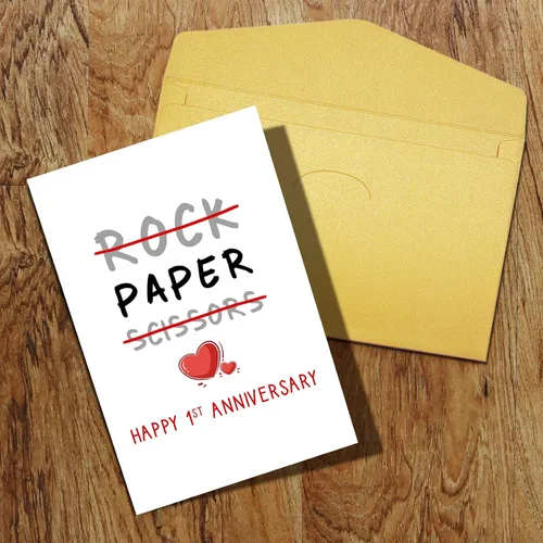 Miniatura 8 de Qiliji Tarjeta de feliz primer aniversario, divertida tarjeta de aniversario de boda de 1 año, tarjeta de felicitación de aniversario de papel