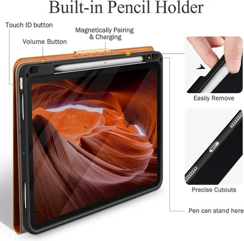 Miniatura 7 de auaua Funda para iPad Air de 11 pulgadas M3/M2 (2025/2024), iPad Air de 5ª/4ª generación (2022/2020) con soporte para lápices, apagado y encendido