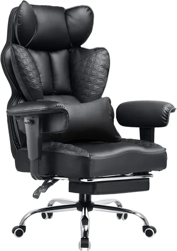 Miniatura 12 de COMHOMA Silla de Oficina de Escritorio 400LBS Sillas de Oficina Grandes y Altas Sillas Ergonómicas para Juegos con Asiento Ancho Silla de Cuero