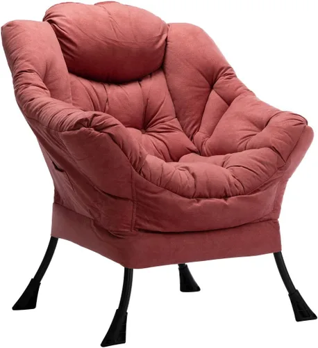 Miniatura 41 de HollyHOME - Silla perezosa con reposabrazos y bolsillo lateral, cómoda silla de sala de acento, sofá de ocio para sala de estar, recámara