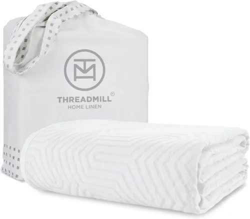 Miniatura 17 de Threadmill Mantas de algodón de lujo para cama tamaño King Acogedora manta 100% algodón tamaño King para todas las estaciones Colcha Aster suave