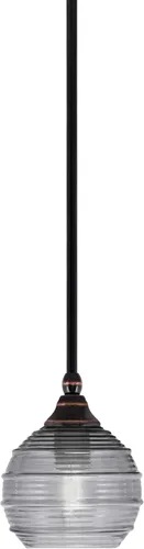 Miniatura 54 de Toltec Lighting Tallo Colgado Mini colgante, acabado de cobre negro, 3.5" cuadrado humo burbuja vidrio