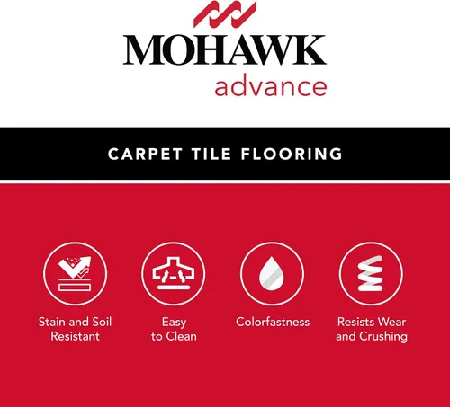 Miniatura 7 de Mohawk Advance 24" x 24" Berber (bucle), 0.11" altura de la pila, baldosa de alfombra, fibra de nailon, color Tierra, (24 baldosas)