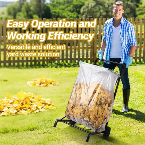 Miniatura 6 de CAROD Carrito de bolsa de basura mejorado con cesta de almacenamiento y mango ergonómico, soporte ajustable para bolsas de hojas para exteriores