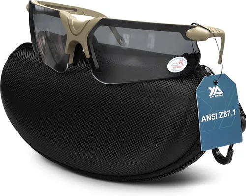 Xaegistac Gafas de disparo con estuche Gafas de seguridad antivaho para cazadores para adultos Lente negra-marco caqui