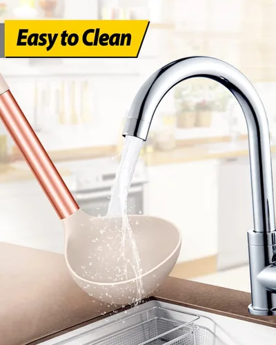 Miniatura 5 de Paquete de 2 Cucharones, Cucharón Grande de Silicona para Sopa, Utensilios de Cocina Antiadherentes con Alta Resistencia al Calor, Libres de BPA