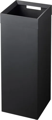 YAMAZAKI Home - Cubo de basura delgado y alto, moderno, cuadrado, de acero con asa, cubo de basura de metal negro para cocina, baño u oficina, 7.25