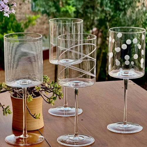 Miniatura 5 de Juego de copas de vino de 4 a 16 onzas cilíndricas de vino blanco y rojo, hechas de cristal premium sin plomo, gran regalo para bodas, aniversarios
