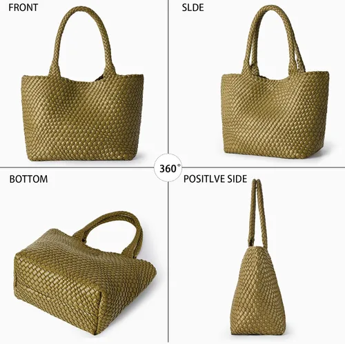Miniatura 7 de Bolso de hombro tejido para mujer, asa superior de moda, piel vegana suave
