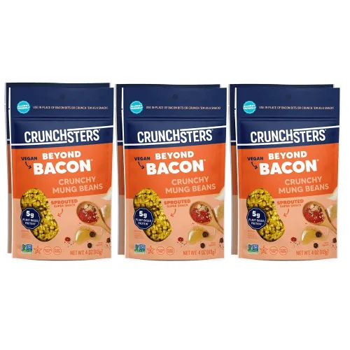 Crunchsters Frijoles mungos germinados crujientes, proteína a base de plantas, superbocadillo y aderezo para ensalada, sin gluten, sin nueces,