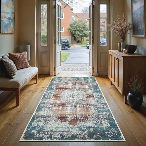 Miniatura 70 de GLN Rugs Bohemian Collection - Alfombra de felpilla lavable a máquina, bohemio vintage, antideslizante, alfombra de felpilla de pelo bajo, alfombra