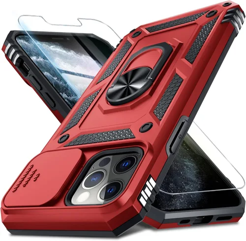 Miniatura 125 de Janmitta - Funda para iPhone 14 Pro con cubierta deslizante para lente de cámara incorporada + protector de pantalla, funda de cuerpo completo