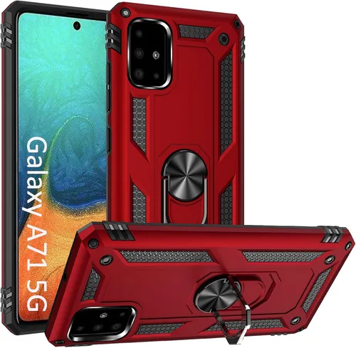 Miniatura 8 de Funda A71 5G para Samsung Galaxy A71 5G, con anillo de soporte, soporte ajustable, grado militar, protección resistente, a prueba de golpes, Negro