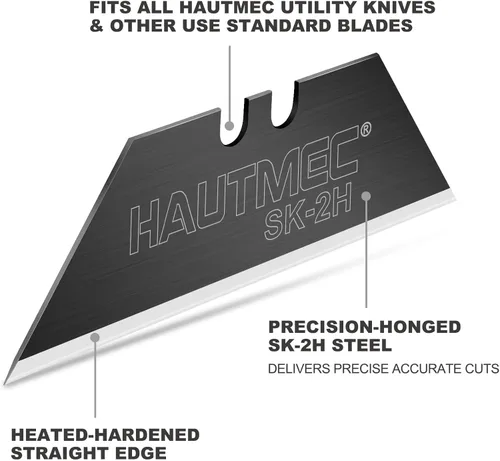 Miniatura 7 de HAUTMEC SK2H HT0265 - Cuchillas de corte de caja con dispensador de seguridad y revestimiento negro resistente al óxido, cuchillas de repuesto ultra